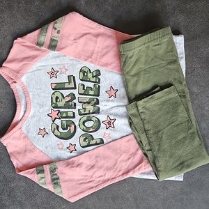 Girl's 2pc Set Long Sleeve Shirt with Pants 2TPink/Camo T9